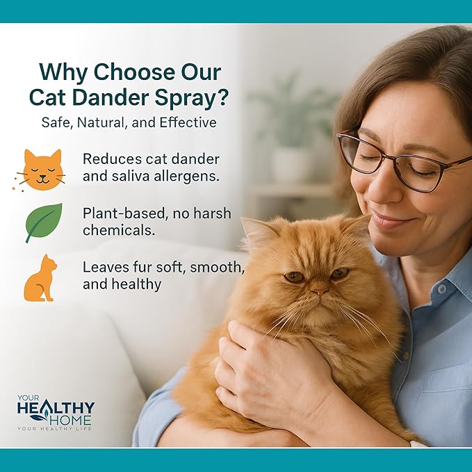 Cat Dander Remover Aloe Vera Free- Pet Dander Allergy Reducer Relief Dry Skin Spray for Cats and Humans| Cruelty-Free & Made in USA (1 Pack with Free Mitt & Ebook)