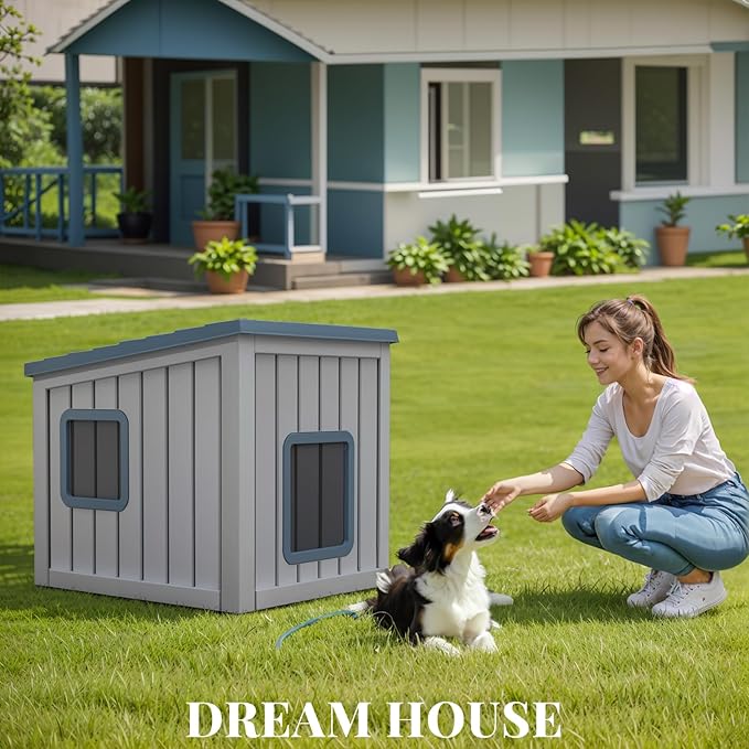 DRATO Dog House Indoor and Outdoor with Weatherproof Roof Removable Floors for Small to Middle Sized Dogs Easy to Assemble