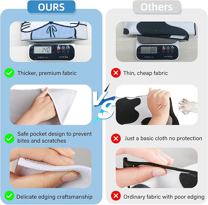 Cat Grooming Wrap: Premium Cat Wrap for Cutting Nails 2025 Thicker Upgraded, Self-Adherent Texture Hand Pocket Designed for Anti-Bite/Scratch, Eco-Friendly Dyed Funny Instruction & Pattern (Size L)