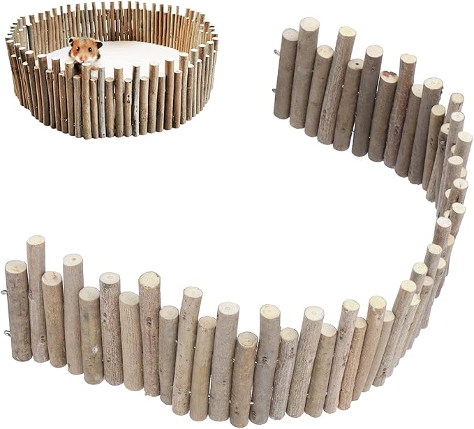 Ejoyous Hamster Wooden Bridge, Wood Ladder Hamster Fence Hideout Cage Bedding Climbing Toys for Syrian Hamsters Gerbil Small Animals (30CM Fence)