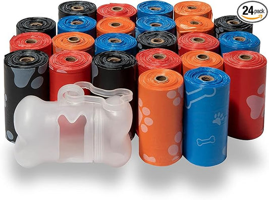 Best Pet Supplies Dog Poop Bags (360 Bags) for Waste Refuse Cleanup, Doggy Roll Replacements for Outdoor Puppy Walking and Travel, Leak Proof and Tear Resistant, Thick Plastic - Assorted Colors