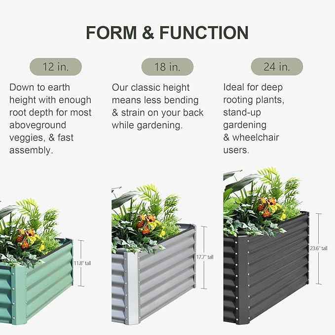 Domi Raised Garden Beds Outdoor, 8x4x2ft Thickening Tall Metal Rectangular Deep Root Box Planter for Vegetables, Flowers, Herbs, and Succulents 2" Deep w/ 456 Gallon Capacity - Green
