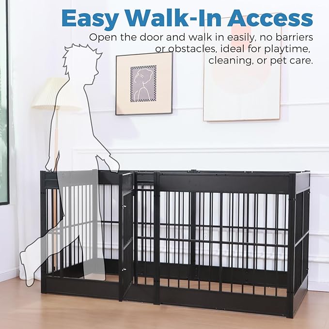 Dog Playpen, 31.5" Height Dog Pen Indoor, Heavy Duty, Safe and Sturdy, Furniture Style Puppy Pen (12 Panels (31.5" High), Black)