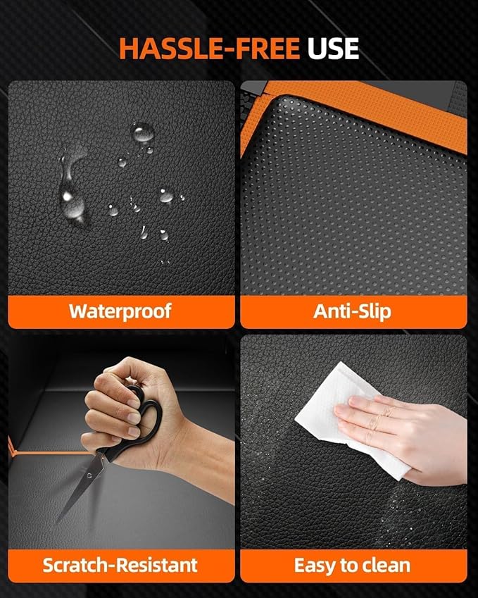 6-in-1 Leather Dog BackSeat Extender, Hard Bottom 40/60 Split Waterproof Car Back/Front Seat Cover, Rear Hammock Carseat Protector, Large Size Pet Mat for SUV/Truck/Cargo, Vehicle Bed Travel Accessory