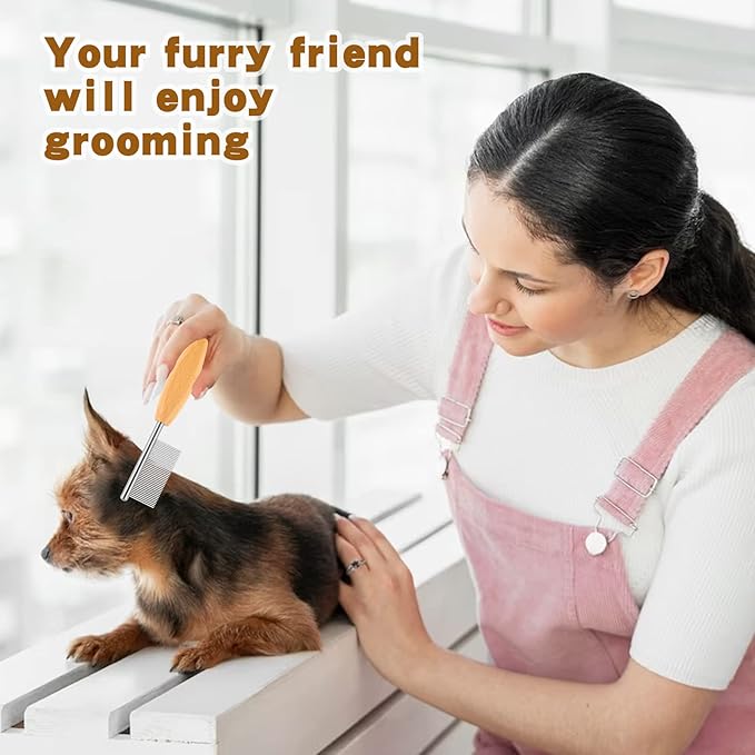 DLUGOPIS 4 In Pet Face and Finishing Comb for Dogs Small Faces Metal Pocket Comb Perfect For Matted Fur Knots Tangles