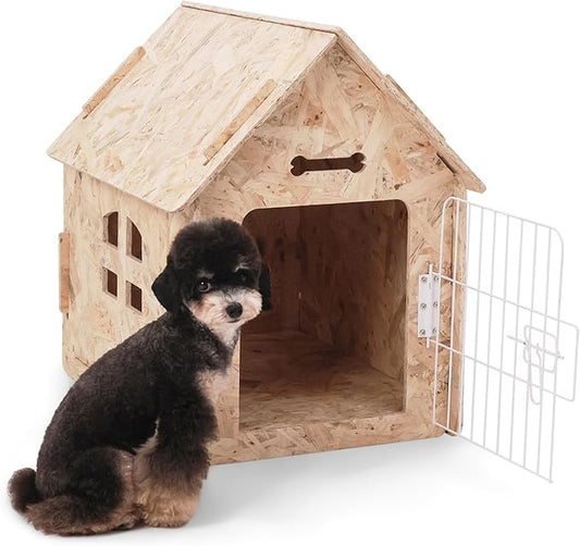 Dog House Indoor for Small Dogs or Cats, Cozy Wooden Design, Small Indoor Bed House, with Air Vents and Elevated Floor Warm Dog Cave