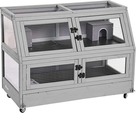 Aivituvin Guinea Pig Cage Chew Proof Hamster Cage Metal Frame Rat House Small Animal Habitat Critter Nation Cage 2 Levels Double Use Movable