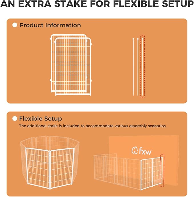 FXW Homeplus Unleashed Indoor Dog Playpen - Stress-Free and Safe Play, Heavy Duty 45 Inch 2 Wire Panels Dog Pen for Large Dogs, White│Patented