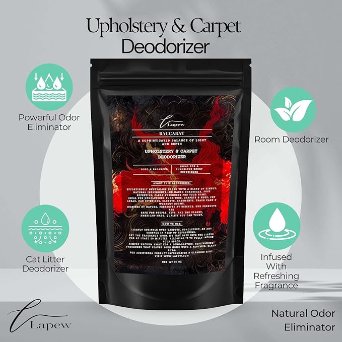 Baccarat Rouge Carpet Freshener Powder: Powerful Odor Eliminator for Home, Upholstery Deodorizer, Carpet Deodorizer, Pet Urine, Cat Litter Box - Baccarat Rouge Fragrance.