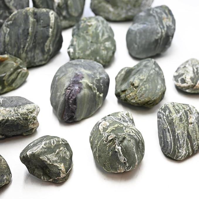 Aquarium Stone Green River Rock 40LB Rocks aquascaping Fish Tank Decor Rocks for Aquariums Fairy Gardens Model Railroads Dioramas Wargaming Mosaic Art（4-10inch / 7PCS）