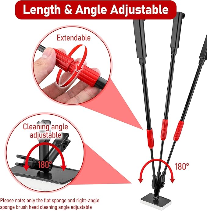 6 in 1 Aquarium Cleaning Tool Kit Fish Tank Algae Scraper, Sponge Pad, Fish Net, Gravel Rake and Cleaning Brush with Telescopic Long Handle