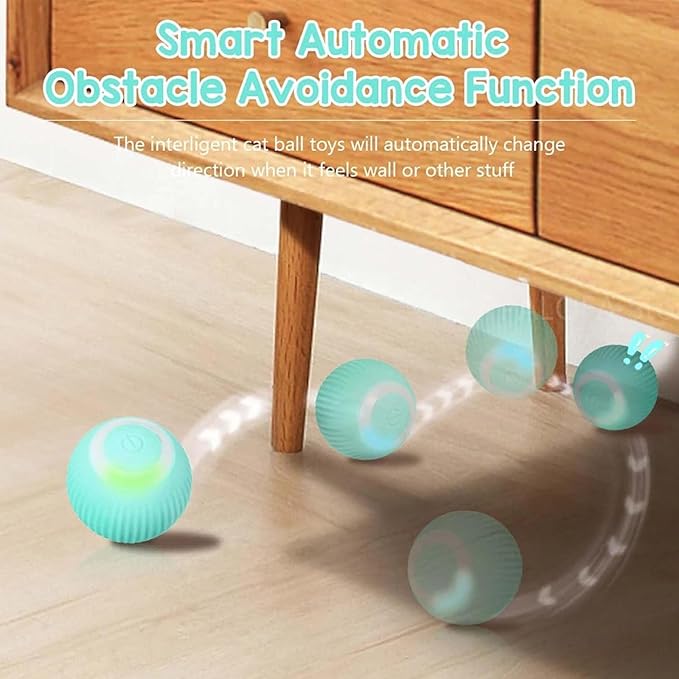 Power Ball 2.0 Interactive Cat Toy, Smart Automatic Rolling Ball for Indoor Cats, USB Charging (Pink & Blue)