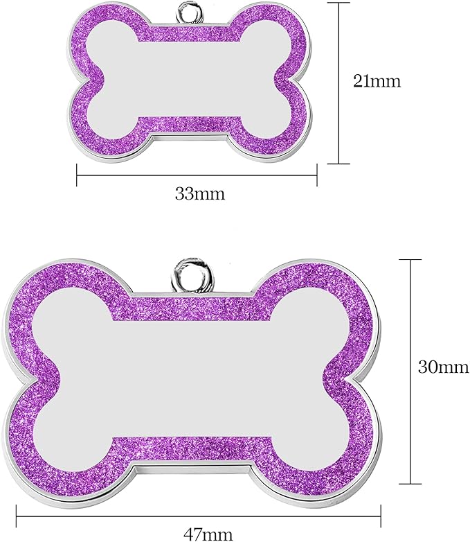 Dog Tags Personalized for Pets Dog Name Tags Personalized Dog Tag Engraved with Any Name & Text Custom Dog ID Tags Glitter Bone ID Tag for Puppy Cat (Blue L, Bone)