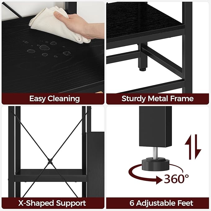 20-37 Gallon Fish Tank Stand, Aquarium Stand with Power Outlet and Storage Cabinet, Heavy Duty Tank Stand Suitable for Turtle Tank, Reptile Terrarium, for Home Office, Black FTHB40E01