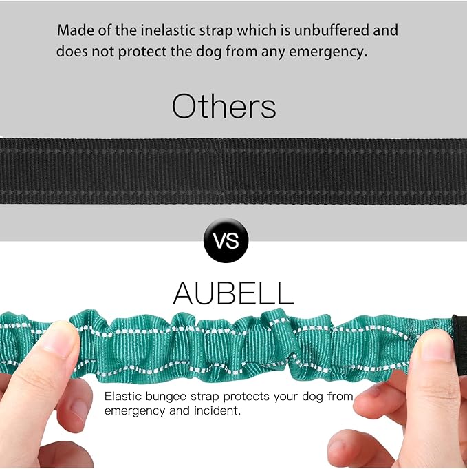 AUBELL Dog Seat Belt for Car,Updated 3-in-1 Adjustable Reflective Bungee Heavy Duty Dog Car Harness Tether with Clip Hook Latch & Buckle,Swivel Zinc Alloy Carabiner,Teal