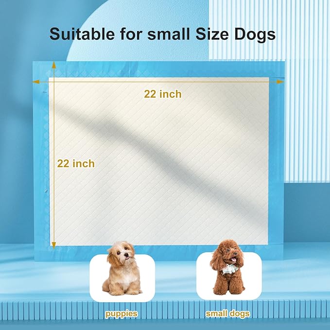 Gardner Pet Ultra Absorbent Thicker Dog Pee Pads Rugular 22"x22" Leak-Proof Odor-Control Small Blue Puppy Training Pads Full Edge-Wrapping Pad for Dogs Dogs, Puppies, Doggie, Cats, Rabbits - 50 Ct