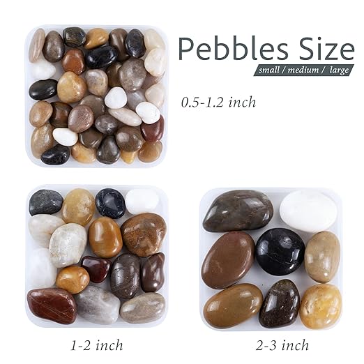 Pebbles for Indoor Plants, 2lbs Colorful River Rocks 1-2 Inch Decorative Pebbles for Planters, High Polished Stones for Vase Filler Fish Tank Landscaping Garden