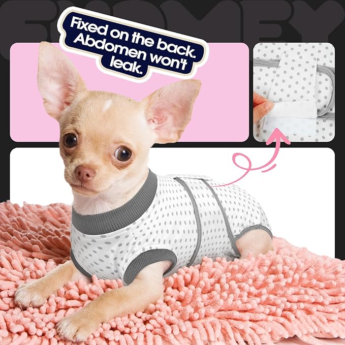 FUAMEY Dog Recovery Suit Male,Dogs Surgery Neuter Suits Puppy Spay Shirts for Female Protect Dog's Skin Anti Licking Abdominal Wounds Doggie Onesie Pet Bodysuit Alternative to Cone Polka Dot XL