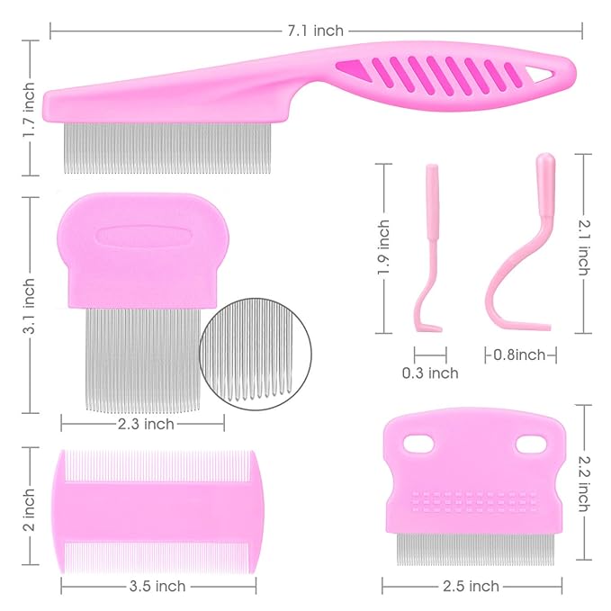 Cat & Dog Grooming Set - Fine Tooth Comb For Grooming And Removing Dandruff Flakes Remove Float Hair Tear Marks (pink)