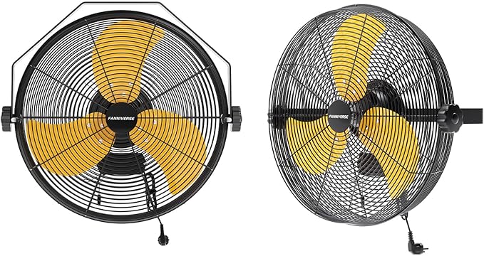 2PCS 18 Inch Wall Fan Pro Series - 4900 CFM 3 Speed High Velocity Industrial Wall Mount Fans for Commercial, Residential, Warehouse, Covered Patio, Shop, Garage, Barn, Gazebo UL Safety Listed