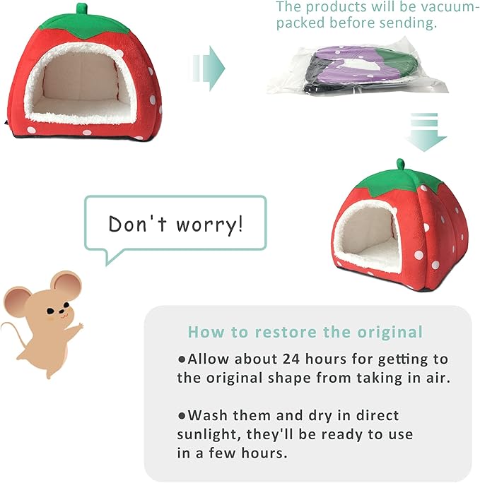 Guinea Pig Hideout Bed Rabbit House Cave Accessories Cozy Hide-Out for Bunny Hedgehog Ferret Chinchilla&Other Small Animals