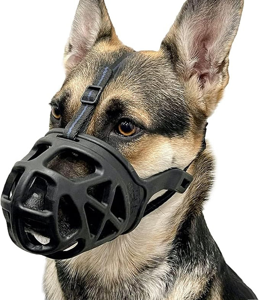 BARKLESS Dog Muzzle, Basket Muzzle for Biting, Chewing and Scavenging, Humane Cage Mouth Cover, Perfect for Grooming and Training Large Aggressive Reactive Dogs (L, Black)