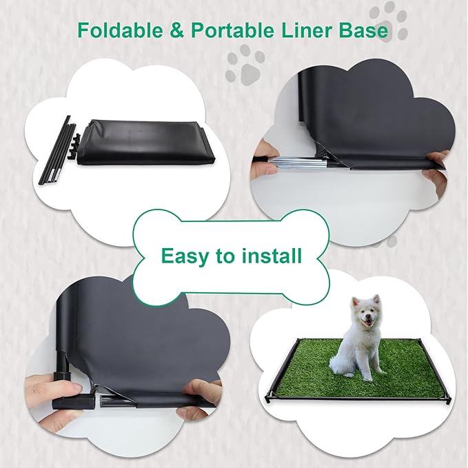 Dog Grass Pad with Tray, 35" X 23" Large Indoor/Outdoor Potty Training Pad, Durable Leak-Proof Tray and Reusable Puppy Grass Pads, Easy Clean Portable Pet Relief System for Small to Medium Dogs