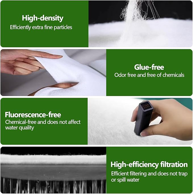 Aquarium Polishing Filter Pad-Ultra Fine 100 Micron Filter Floss for Crystal Clear Water,Cut-to-Size Filter Media for Fish Tank,Safe for Fish/Reef/Turtles(24" x 36", 1 Pack)