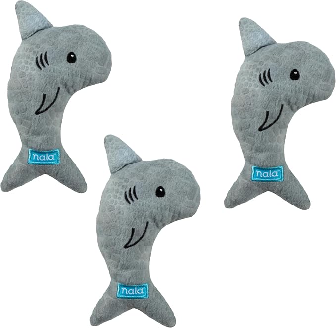 Caitec Presents Nala Cat Simon The Shark - Catnip Toy - Interactive Cat Toy - Chew Toy - Pillow Toy, 3 Pack