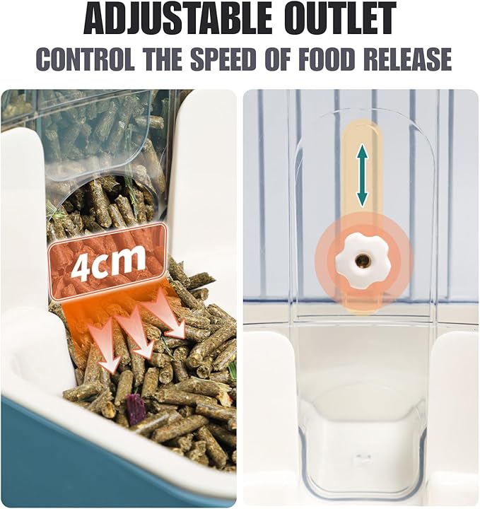 Automatic Pet Food Water Dispenser, Auto Gravity Pet Feeder Water Bottle Set for Crate, Feeding Station for Small Dog Cat Rabbit Guinea Pigs Chinchilla Ferret Hedgehog (Gray)