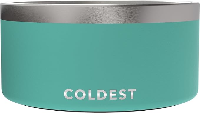 Coldest Dog Bowl - Anti Rust Metal, Non Slip, 3 Layers Insulated Stainless Steel Dog Bowls - Spill Proof & Heavy Duty - Water Bowl for Dogs, Cats & Pets, Dish Washer Safe (200 oz, Terraform Green)