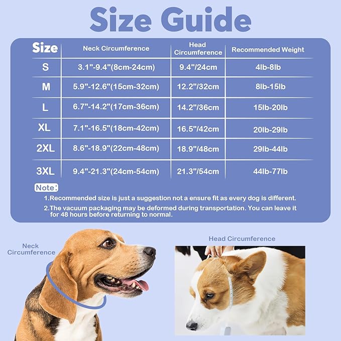 IDOMIK Dog Recovery Collar, Waterproof Soft Dog Cone After Surgery, Comfy Protective Elizabethan Collar Alternative for Dogs Cats, Adjustable Pet Neck Donut Cone Anti-Licking Biting Wounds,Blue,M
