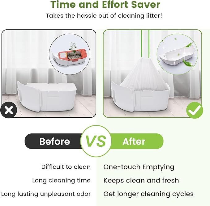 67 Count Cat Litter Bags for Pet Pura MAX Self-Cleaning Litter Box, Drawstring Kitty Liners for Automatic Waste Drawer Bin, Disposable Replacement Poop Trash Bag, Durable Leak-proof - 21 * 15.7 "