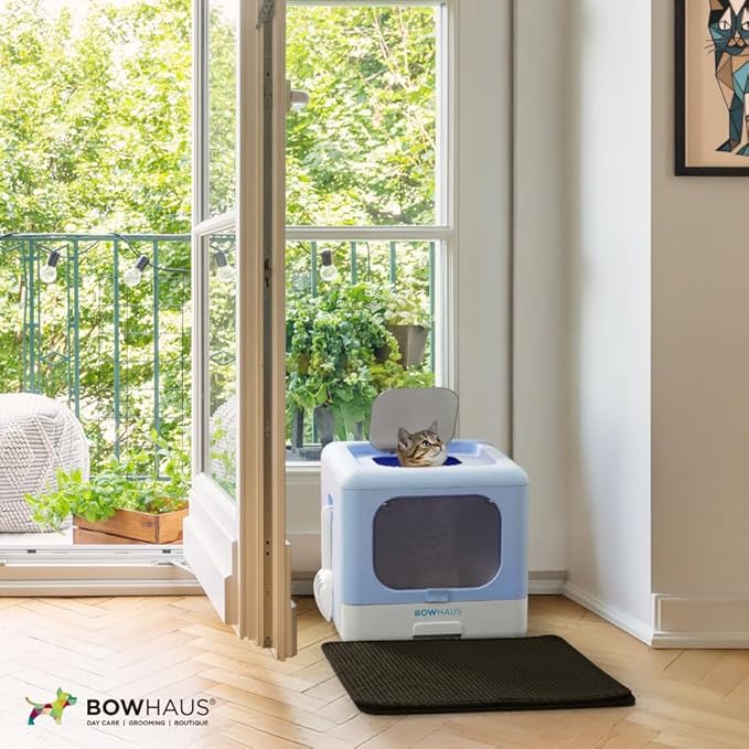 Foldable Cat Litter Box w/Lid, Scoop & Mat, Drawer Design Cat Toilet for Kitten, Two-Way Entry Kitty Litter Box, Odor Control & Easy to Clean, Beige/Pink