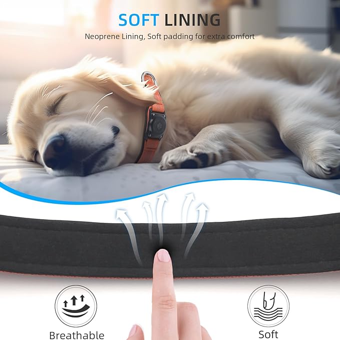 Upgraded AirTag Dog Collar, IP68 Waterproof Air Tag Dog Collar Holder, Reflective, Ultra-Durable, Comfortable Padded, Heavy Duty Dog Collars for Small Medium Large Dogs (S (10.6"-13.6"), Orange)