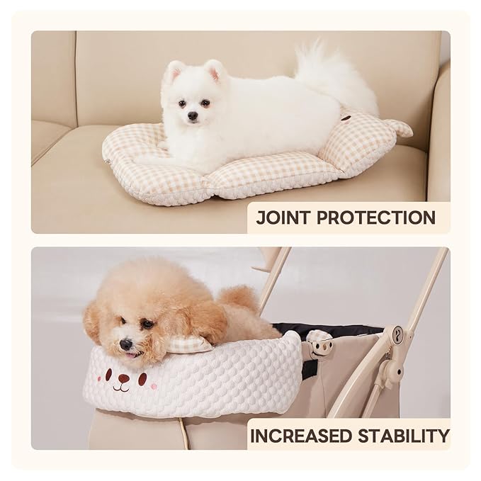 Cooling Cushion for Pets, Removable & Washable Dog Stroller Cushion, Both Side Used Pet Stroller Cushion for Dogs & Cats, Khaki