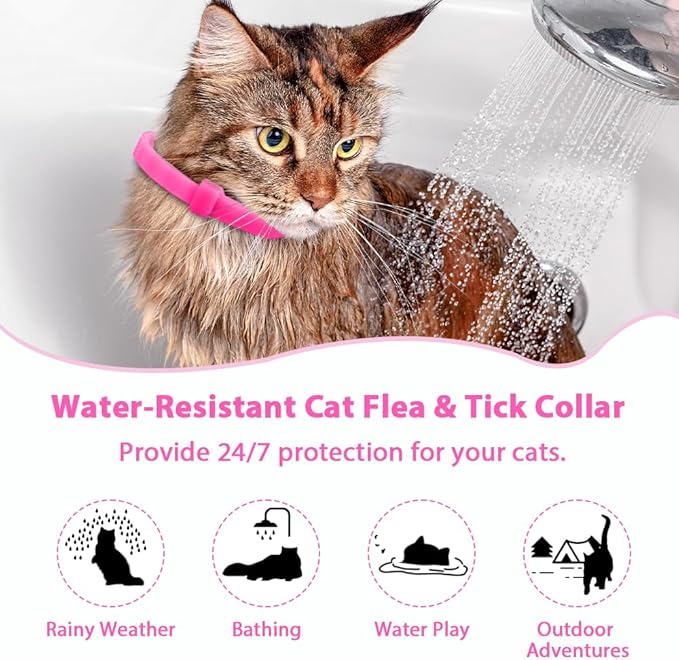 4 Pack Flea and Tick Collar for Cats, Natural Plant Oil Formula Cat Flea Collar Provides 32-Month Protection for Flea & Tick Prevention, Waterproof & Adjustable Cat Flea Treatment for Most Cats