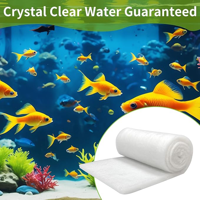 Aquarium Filter Floss for Fish Tank Filters -Micro Fine Multi-Layer Aquarium Filter Pad-Filter Media Roll for Crystal Clear Water Cut to Size 12"x72"x0.5"