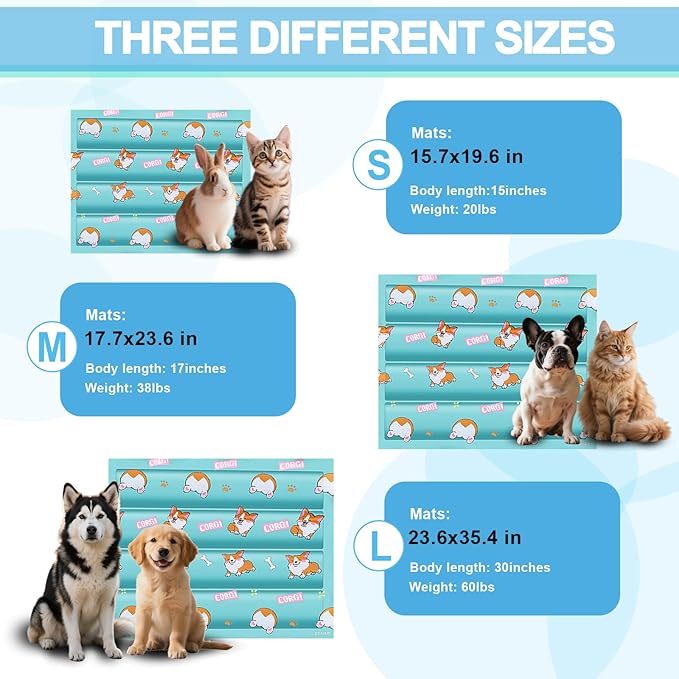 Dog Cooling Mat, Cooling Mat for Dogs & Cat, Provides Instant Relief for Small, Medium, Large Dogs, Washable, Non-Slip Design, Perfect for Hot Summer Days to Keep Pets Comfortable(M 17.7''*23.6'')