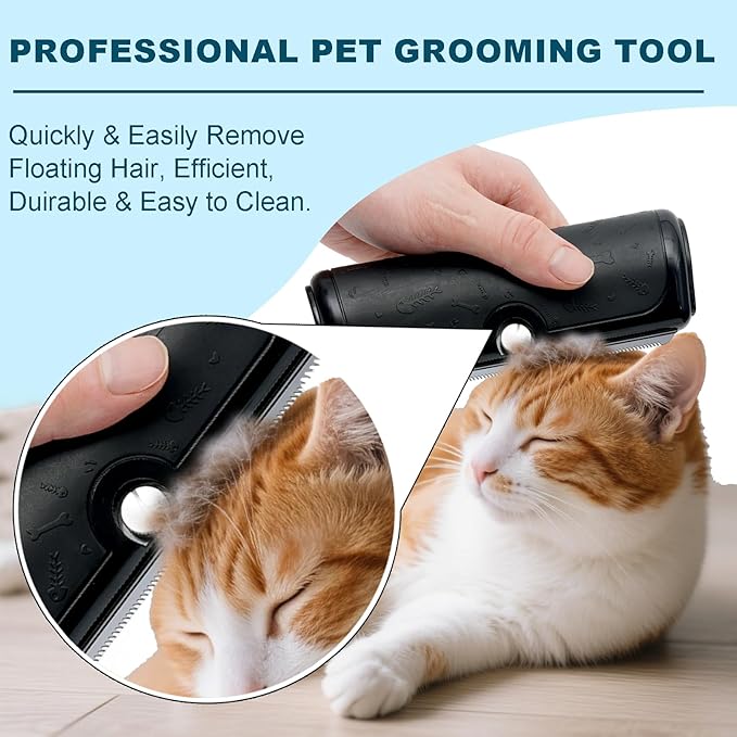 Deshedding Dog Brush, Pet Hair Remover for Dogs, Cats, and Horses, Grooming Tool for Short and Long Hair, Black