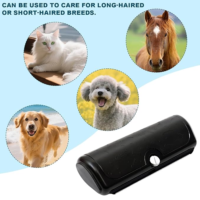 Deshedding Dog Brush, Pet Hair Remover for Dogs, Cats, and Horses, Grooming Tool for Short and Long Hair, Black