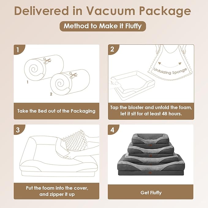 EHEYCIGA Memory Foam XL Dog Bed for XLarge Sized, Extra Large Orthopedic Dog Sofa with Sides and Waterproof Liner, Washable Bolster Pet Bed Couch with Removable Cover, 42x30x7.5 Inch, Grey