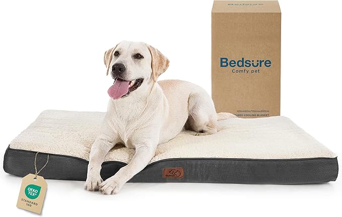 Bedsure Dog Beds Large Sized Dog - Orthopedic Flat Pet Beds with Removable Washable Cover, Egg Crate Foam Puppy Mat, Suitable for Pet Up to 65 lbs