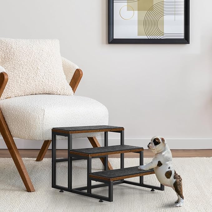 Dog Stairs for Small Dogs 3 Steps Pet Stairs Dog Stairs Steps for Couches High Beds, Non-Slip Indoor Dog Ramp, Holds Up to 100lbs