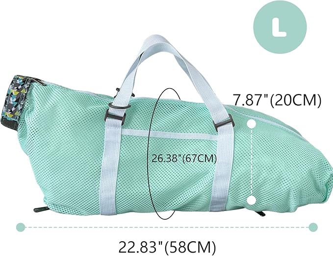 Cinf Cat Bathing Bag(Free Muzzle) Breathable Mesh Anti Scratch Adjustable Cat Grooming Bag for Nail Trimming, Bathing Soft Cat Washing Bag(Mint) L