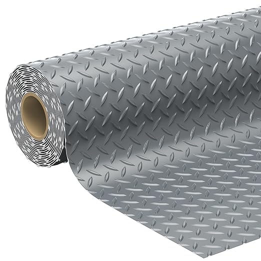 7.8 x 22 FT Garage Floor Mat, 2.8mm Thickness Diamond Plate Vinyl Garage Flooring Roll for Under Car, Large Size 172 SQFT for Large SUVs, MPV, Pickup Truck, RV