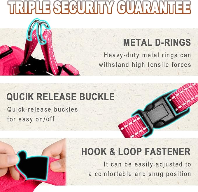 Dog Harness Step in Dog Vest Harness, Reflective Adjustable Puppy No Pull Harness Breathable Soft for Small and Medium Dogs Cats, Pink, S