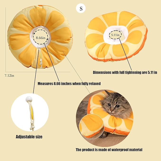 Cat Recovery Soft Collar.Waterproof Soft Recovery Cone Collar. Anti-bite and Anti-Lick Wound Healing Safe Adjustable Elizabethan Collar.(S)