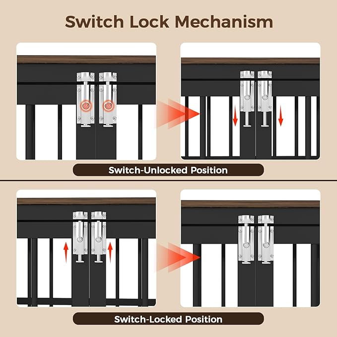 32 Inch Heavy Duty Wooden Dog Kennel End Table with Double Door Design and Secure Locks, Indoor Pet Crate Furniture for Medium Dogs, Decorative Home Cage Design,Aged Black