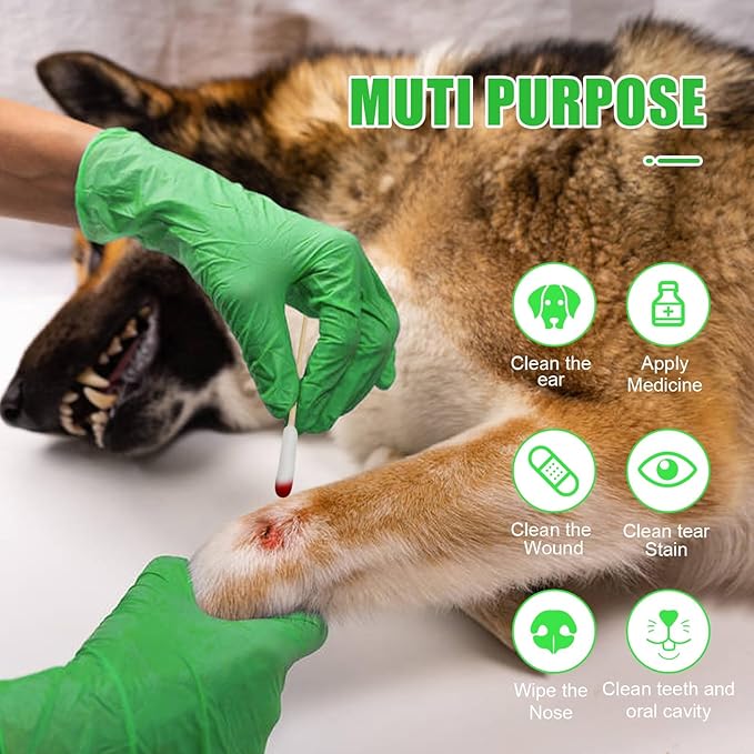 Dog Ear Cleaning Q Tips – 500 Count Cotton Swabs, 6-Inch Biodegradable Swabs for Dog Ear Care, Dog Wound Care, Safe & Eco-Friendly, Designed for Large Dogs